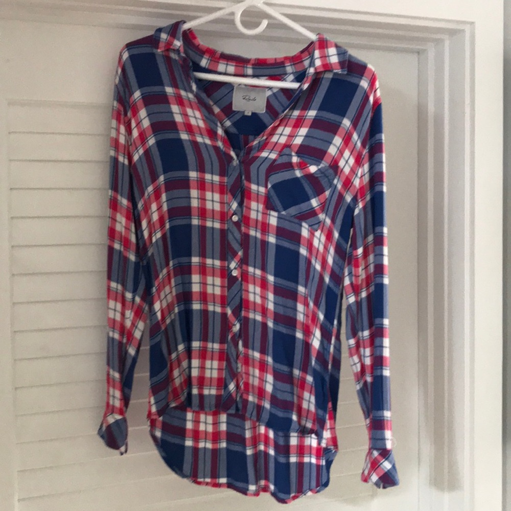Rails flannel plaid w blue and pink
